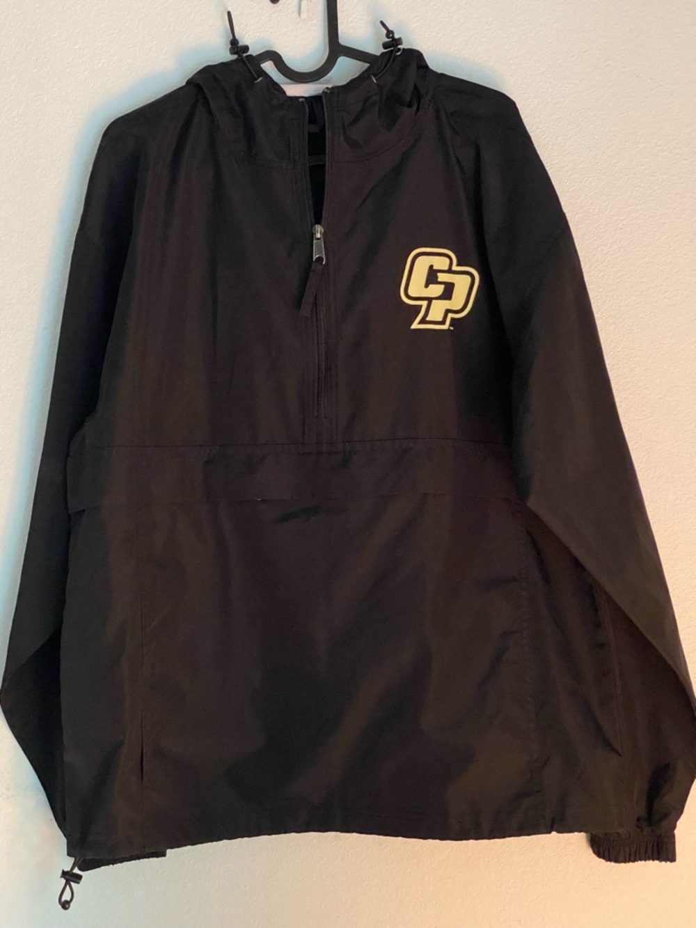 Champion Black Athletic Quarter Zip Jacket Pullover with Cal Poly CP logo